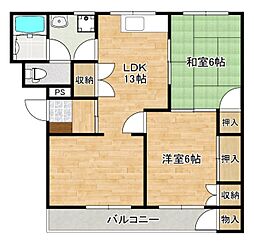 ニューライフ石田 2LDKの間取図画像