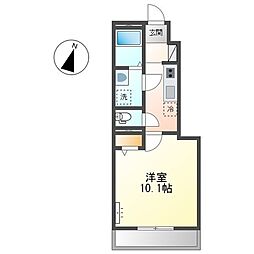 グロー蟹原 1Kの間取図画像