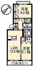 アンソレイユ 2LDKの間取図画像