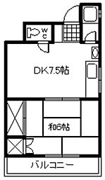 保田ビル 1DKの間取図画像