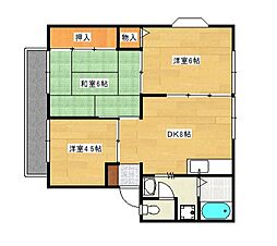 広島電鉄宮島線 草津駅 徒歩9分の賃貸アパート 2階3LDKの間取り