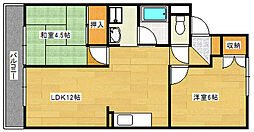 JR山陽本線 向洋駅 徒歩22分の賃貸マンション 1階2LDKの間取り