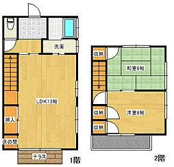 広島電鉄宮島線 高須駅 徒歩6分の賃貸一戸建て 1階2LDKの間取り