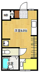 広島電鉄5系統 南区役所前駅 徒歩28分の賃貸アパート 1階ワンルームの間取り