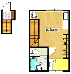 広島電鉄5系統 南区役所前駅 徒歩28分の賃貸アパート 2階ワンルームの間取り