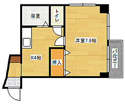 JR可部線 古市橋駅 徒歩5分の賃貸アパート 4階1Kの間取り