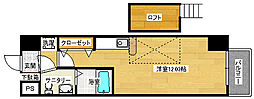 広島電鉄5系統 比治山橋駅 徒歩7分の賃貸マンション 7階ワンルームの間取り