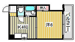 広島電鉄2系統 十日市町駅 徒歩3分の賃貸マンション 5階1Kの間取り