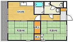 JR可部線 梅林駅 徒歩8分の賃貸マンション 3階2DKの間取り