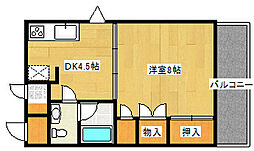 広島電鉄2系統 福島町駅 徒歩9分の賃貸マンション 5階1DKの間取り