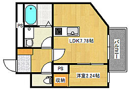 広島電鉄宮島線 東高須駅 徒歩7分の賃貸アパート 3階1DKの間取り
