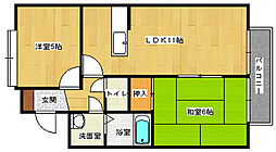 JR山陽本線 向洋駅 徒歩23分の賃貸アパート 2階2LDKの間取り