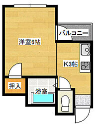 広島電鉄1系統 宇品4丁目駅 徒歩2分の賃貸マンション 1階1Kの間取り