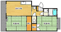 広島電鉄宮島線 古江駅 徒歩9分の賃貸マンション 2階2DKの間取り