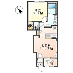 広島高速交通アストラムライン 安東駅 徒歩20分の賃貸アパート 1階1LDKの間取り
