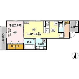 広島電鉄宮島線 高須駅 徒歩6分の賃貸アパート 1階1LDKの間取り