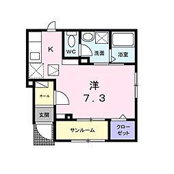 JR可部線 安芸長束駅 徒歩32分の賃貸アパート 1階1Kの間取り