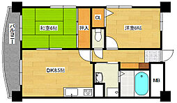 広島電鉄8系統 舟入川口町駅 徒歩4分の賃貸マンション 3階2DKの間取り