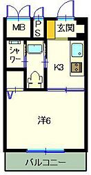 広島電鉄9系統 白島駅 徒歩16分の賃貸マンション 2階1Kの間取り