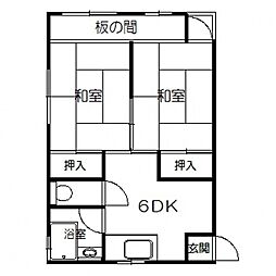 広島電鉄9系統 白島駅 徒歩3分の賃貸マンション 5階2DKの間取り