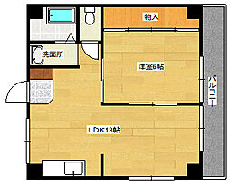 広島電鉄9系統 白島駅 徒歩5分の賃貸マンション 3階1LDKの間取り