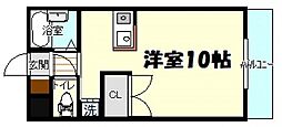 広島高速交通アストラムライン 上安駅 徒歩7分の賃貸マンション 1階ワンルームの間取り