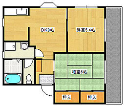 広島電鉄宮島線 修大協創中高前駅 徒歩13分の賃貸アパート 1階2DKの間取り