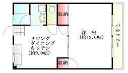 JR可部線 新白島駅 徒歩10分の賃貸マンション 4階1LDKの間取り