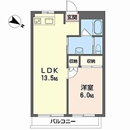 JR呉線 向洋駅 徒歩24分の賃貸マンション 2階1LDKの間取り