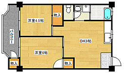 広島電鉄宮島線 草津駅 徒歩7分の賃貸マンション 2階2DKの間取り