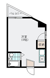 JR芸備線 矢賀駅 徒歩12分の賃貸マンション 5階ワンルームの間取り
