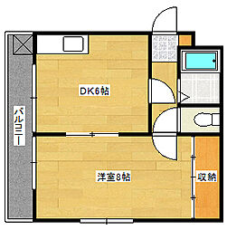 広島電鉄5系統 比治山下駅 徒歩10分の賃貸マンション 4階1DKの間取り