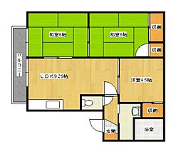 JR山陽本線 天神川駅 徒歩28分の賃貸アパート 2階3LDKの間取り