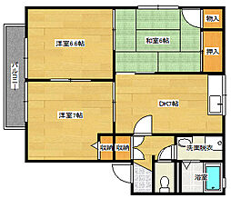 JR山陽本線 向洋駅 徒歩22分の賃貸アパート 2階3DKの間取り
