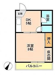 広島電鉄2系統 天満町駅 徒歩7分の賃貸マンション 2階1DKの間取り