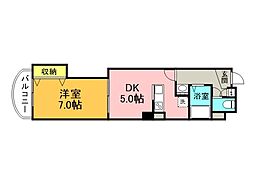 広島電鉄8系統 寺町駅 徒歩3分の賃貸マンション 2階1DKの間取り