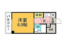 広島電鉄8系統 十日市町駅 徒歩5分の賃貸マンション 2階1Kの間取り