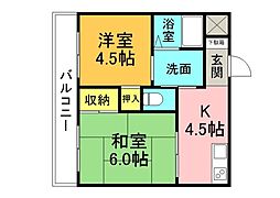 広島電鉄8系統 十日市町駅 徒歩5分の賃貸マンション 3階2DKの間取り