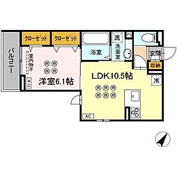 広島電鉄宮島線 高須駅 徒歩6分の賃貸アパート 2階1LDKの間取り