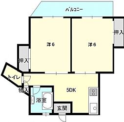 広島電鉄8系統 舟入本町駅 徒歩4分の賃貸マンション 7階2DKの間取り