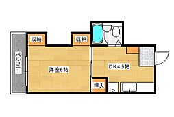 広島電鉄2系統 広電西広島(己斐)駅 徒歩4分の賃貸マンション 2階1DKの間取り