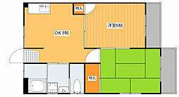 JR呉線 天神川駅 徒歩5分の賃貸マンション 3階2DKの間取り
