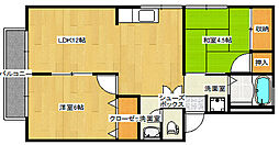 広島電鉄2系統 広電西広島(己斐)駅 徒歩21分の賃貸アパート 1階2LDKの間取り