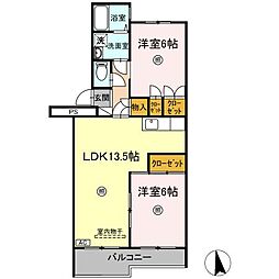 広島電鉄宮島線 修大協創中高前駅 徒歩12分の賃貸マンション 1階2LDKの間取り