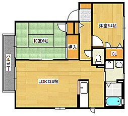 広島電鉄2系統 広電西広島(己斐)駅 徒歩20分の賃貸アパート 2階2LDKの間取り