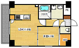 広島電鉄2系統 天満町駅 徒歩2分の賃貸マンション 2階1LDKの間取り