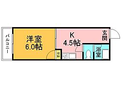 広島電鉄5系統 比治山橋駅 徒歩8分の賃貸マンション 4階1Kの間取り