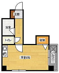 広島電鉄1系統 皆実町六丁目駅 徒歩13分の賃貸アパート 4階ワンルームの間取り