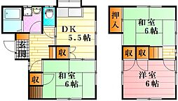 広島高速交通アストラムライン 伴駅 徒歩13分の賃貸一戸建て 1階3DKの間取り