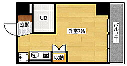 広島電鉄5系統 比治山下駅 徒歩3分の賃貸マンション 8階ワンルームの間取り